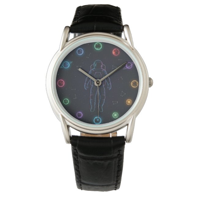 Relógio Astronaut in Space Watch | Colorful Cosmic Planets (Frente)