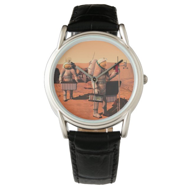 Relógio Astronautas Montando Equipamento Meteorológico Em  (Frente)