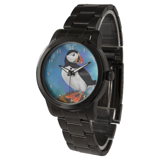 Relógio Atlantic Puffin Bird Watch - Pintura (Angular)