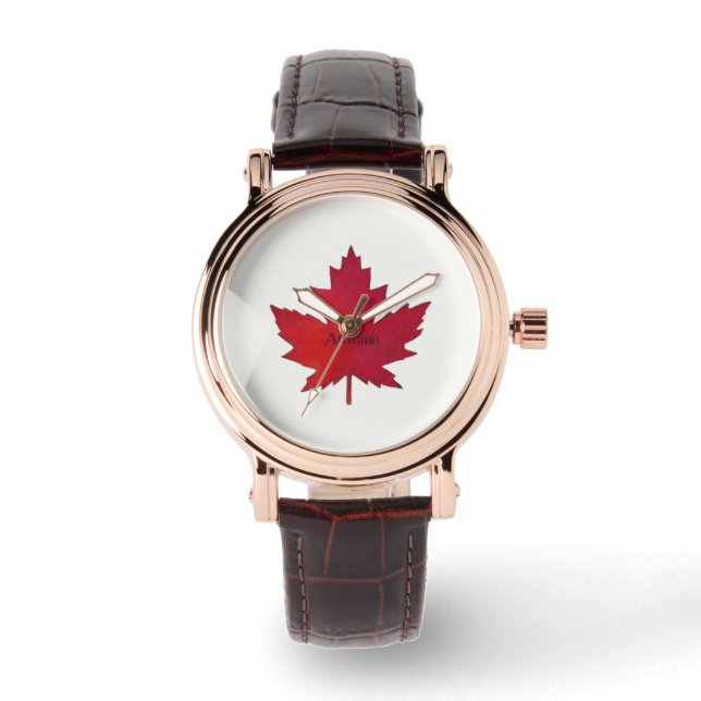 Relógio Autumn Maple Canada Leather Watch (Frente)
