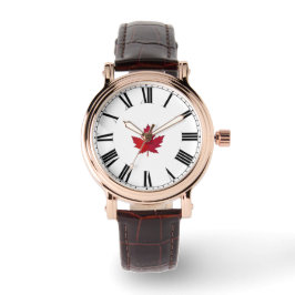 Relógio Autumn Season Maple Leaf Canada Leather Watch