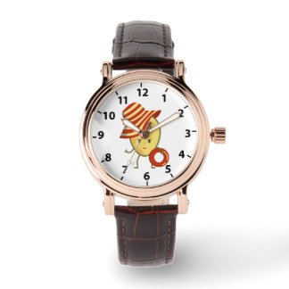 Relógio Avocado beach girl with sun hat and swim ring