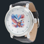 Relógio Azul Branco Vermelho Patriótico Americano<br><div class="desc">Ilustração do Patriótico Americano Vermelho branco e azul.</div>