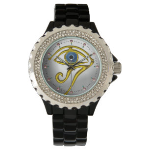 Relógio AZUL TALISMAN, DOURADO HORUS EYE Moonstone White C