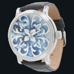 Relógio Azulejo de cobalto II<br><div class="desc">Cobalt Azulejo II por Grace Popp. Padrão parecido com o azulejo azul com um design floral.</div>