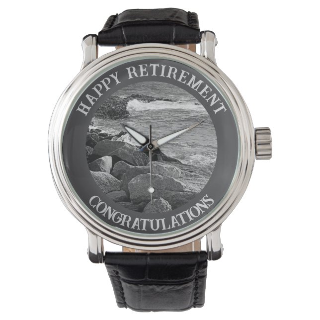 Relógio B W Photography of Wavy Ocean Retirement Gift (Frente)