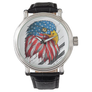 Relógio Bald Eagle Bird USA Flag Crying Symbol