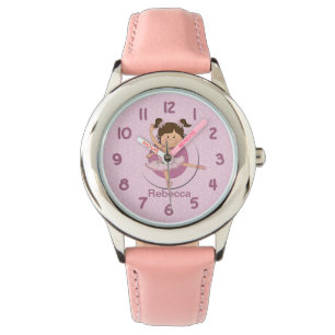 Relógio Ballerina rosa-branca personalizada