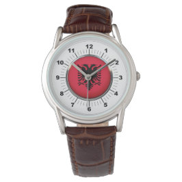 Relógio Bandeira Albanesa Classic Brown Leather Watch