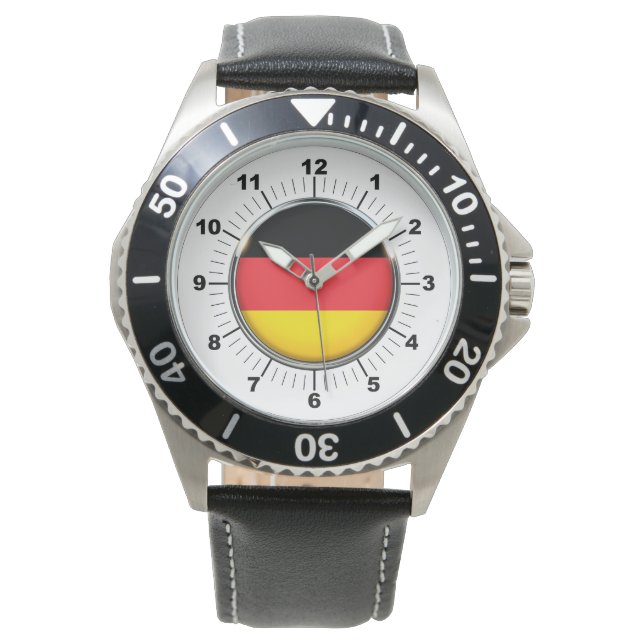 Relógio Bandeira alemã Black Leather Strap Watch (Frente)