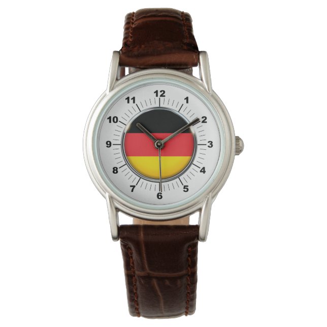 Relógio Bandeira alemã Brown Leather Strap Watch (Frente)