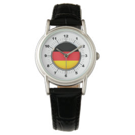 Relógio Bandeira alemã Classic Black Leather Watch