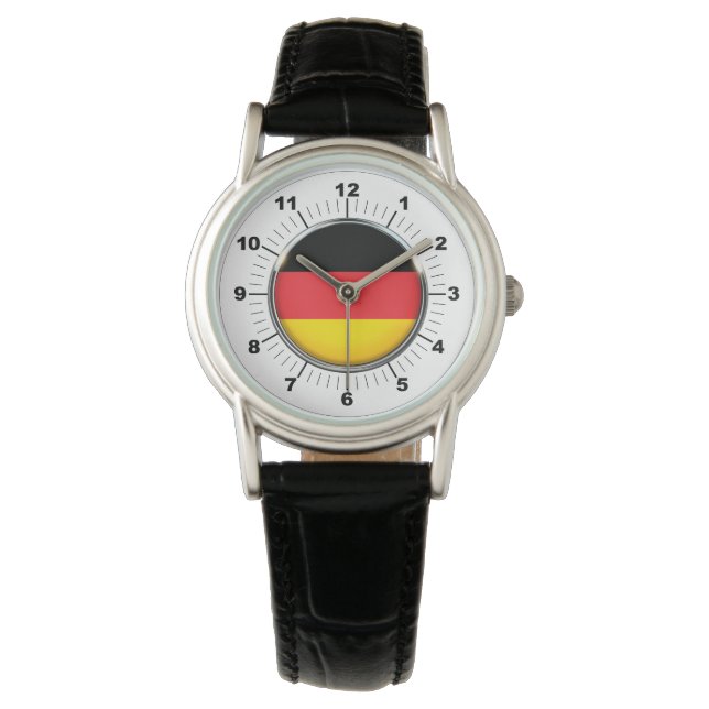Relógio Bandeira alemã Classic Black Leather Watch (Frente)