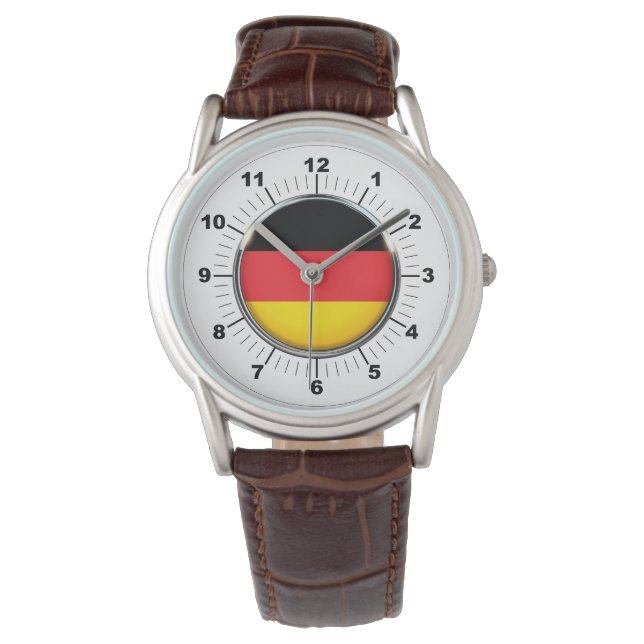 Relógio Bandeira alemã Classic Brown Leather Watch (Frente)