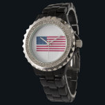 Relógio bandeira americana<br><div class="desc">Um presente ideal para todos aqueles que são patrióticos do seu país!</div>