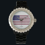 Relógio Bandeira Americana<br><div class="desc">USA Flag Gemstone Art. Esta bandeira dos EUA é feita usando fotos de Gemstones que tirei nos últimos anos. O fundo azul são apires azuis em forma retangular. As estrelas são diamantes em forma de triângulo. As listras vermelhas são rubis em forma retangular</div>