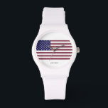 Relógio Bandeira Americana<br><div class="desc">USA Flag Gemstone Art. Esta bandeira dos EUA é feita usando fotos de Gemstones que tirei nos últimos anos. O fundo azul são apires azuis em forma retangular. As estrelas são diamantes em forma de triângulo. As listras vermelhas são rubis em forma retangular</div>