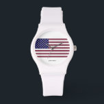 Relógio Bandeira Americana<br><div class="desc">USA Flag Gemstone Art. Esta bandeira dos EUA é feita usando fotos de Gemstones que tirei nos últimos anos. O fundo azul são apires azuis em forma retangular. As estrelas são diamantes em forma de triângulo. As listras vermelhas são rubis em forma retangular</div>