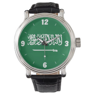 Relógio Bandeira da Arábia Saudita Números de Verde Bran