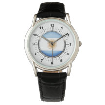 Bandeira da Argentina Crown Black Leather Watch