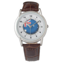Bandeira da Austrália, Brown Leather Strap Watch