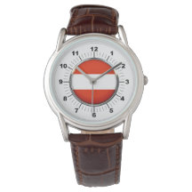 Bandeira da Áustria, Brown Leather Strap Watch