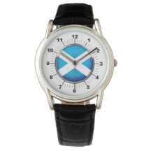 Bandeira da Escócia, Black Leather Strap Watch
