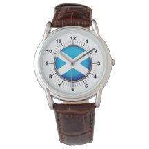 Bandeira da Escócia, Brown Leather Strap Watch