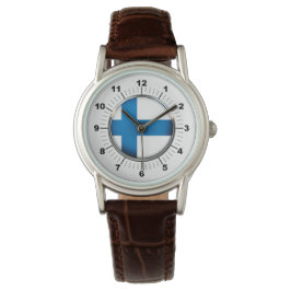 Relógio Bandeira da Finlândia Classic Brown Leather Watch