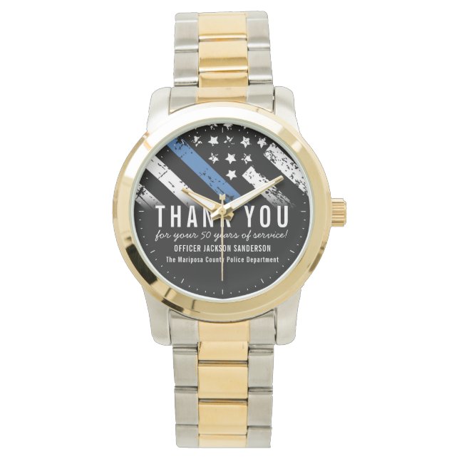 Relógio Bandeira da Linha Azul Fino do Aniversário da Polí (Frente)