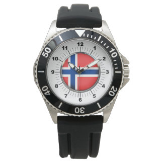Relógio Bandeira da Noruega Stainless Steel Black Watch