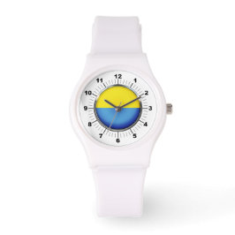 Relógio Bandeira da Ucrânia Esporty White Silicon Watch
