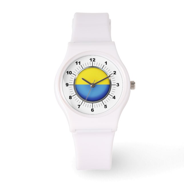 Relógio Bandeira da Ucrânia Esporty White Silicon Watch (Frente)