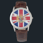 Relógio Bandeira da União Britânica e Crest Real<br><div class="desc">Royal Crest e Union Flag do Reino Unido da Grã-Bretanha Excelente e da Irlanda Norte.</div>