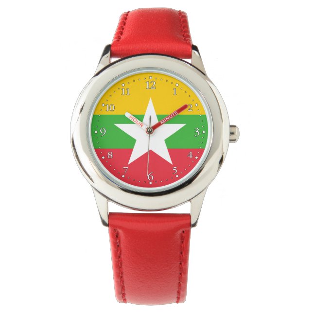 Relógio Bandeira de Myanmar (Frente)