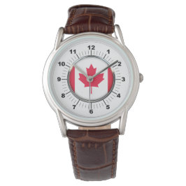 Relógio Bandeira do Canadá Classic Brown Leather Watch