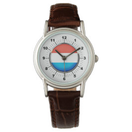 Relógio Bandeira do Luxemburgo, Brown Leather Watch