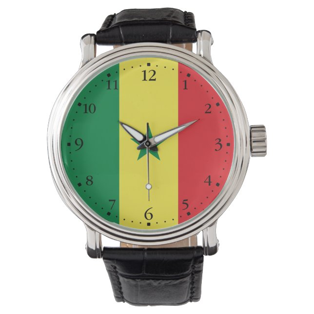 Relógio Bandeira do Senegal (Frente)