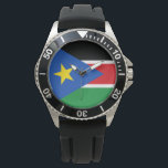 Relógio Bandeira do Sudão do Sul (África)<br><div class="desc">Esta design apresenta a bandeira nacional do Sudão do Sul (oficialmente conhecida como República do Sudão do Sul), que é um país sem litoral na África Central Oriental. O Sudão do Sul faz fronteira com a Etiópia a leste, o Sudão a norte, a República Centro-Africana a oeste, a República Democrática...</div>