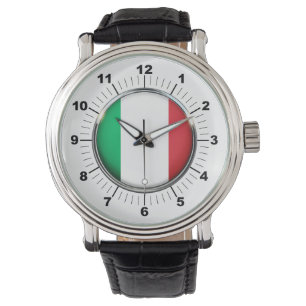 Relógio Bandeira Itália Vintage Black Leather Watch