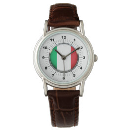 Relógio Bandeira italiana Classic Brown Leather Watch