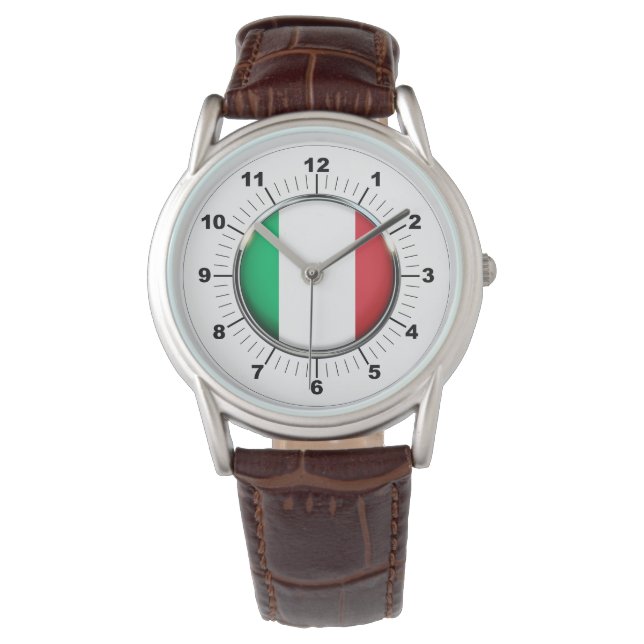 Relógio Bandeira italiana Classic Brown Leather Watch (Frente)