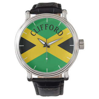 Relógio Bandeira Jamaicana Nome Personalizado