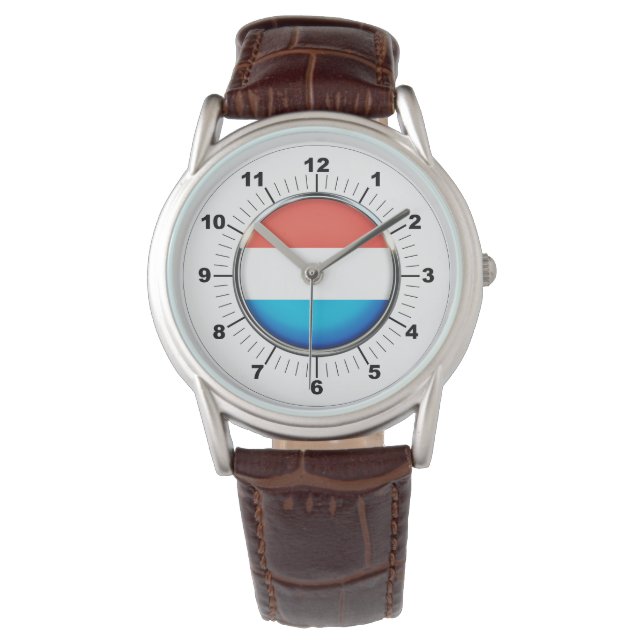 Relógio Bandeira luxemburguesa, Brown Leather Watch (Frente)