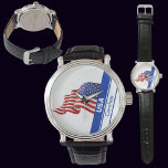 Relógio Bandeira Patriótica Personalizada dos EUA<br><div class="desc">O Patriótico Flag Watch dos EUA personalizado. Personalize-o com o seu nome para uma aparência exclusiva de cinta.</div>