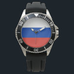 Relógio Bandeira Russa (Rússia)<br><div class="desc">Esta design é a bandeira nacional da Rússia (também conhecida como Federação Russa), que é um país transcontinental que abrange a Europa Oriental e a Ásia Norte. A Rússia é o maior país do mundo e é o país mais populoso da Europa. A Rússia consiste em mais de um oitavo...</div>