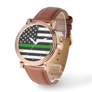 Relógio Bandeira Thin Green Line: Veteranos Militares Patr