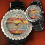Relógio Bandera Bay Sunset 1738<br><div class="desc">A pintura "Bandera Bay Sunset 1738" Coleção "The Women's Rhinestone Watch" brilha brilhante. Com uma pulseira de liga de esmalte em preto ou branco, assim como uma face personalizável, você vai adorar o brilho em seu relógio para o tempo. Personalize na página do produto ou clique no botão "Personalizar" para...</div>