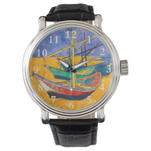 Relógio Barcos de Van Gogh Impressionismo Praia