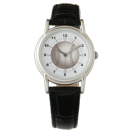 Relógio Baseball Classic Black Leather Watch